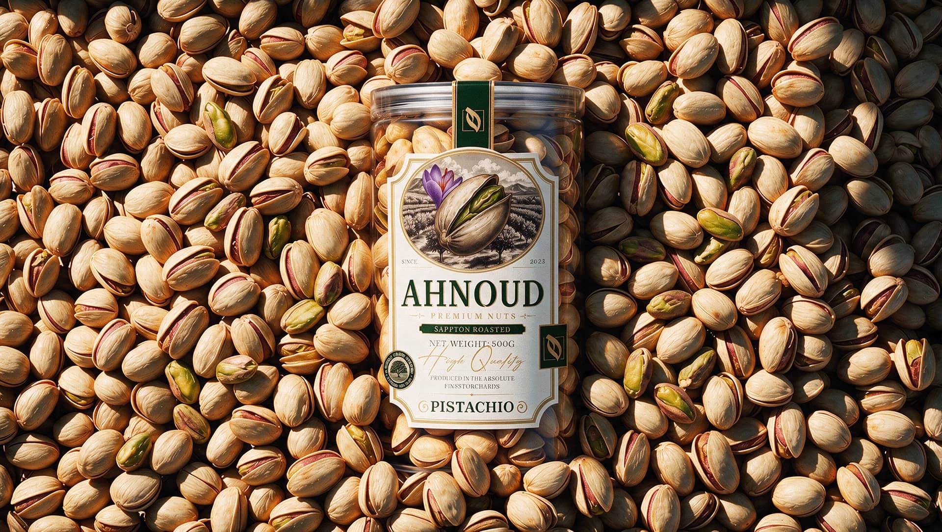 Saffron pistachio can bedded in kernels